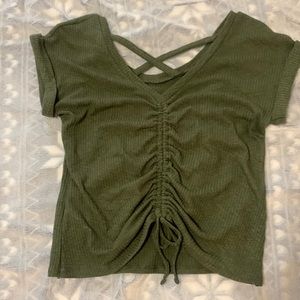 Green cross back crop top